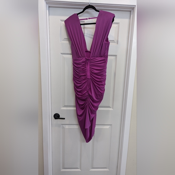 Fashion Nova - Fallon Ruched Midi Dress - Magenta - Picture 10 of 14